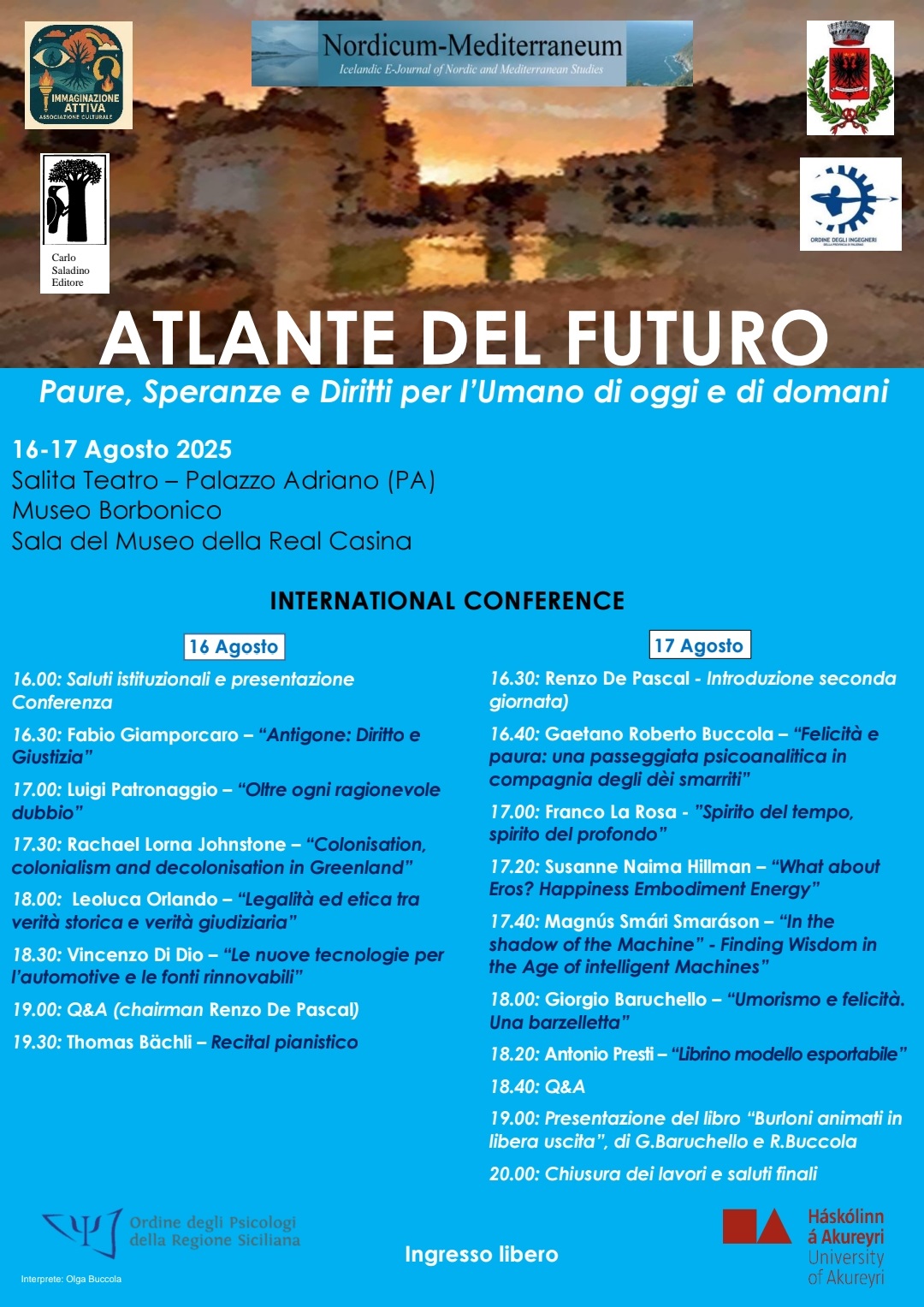 Atlante del Futuro 2025 a Palazzo Adriano – Conferenza Internazionale su Etica, Tecnologia e Arte